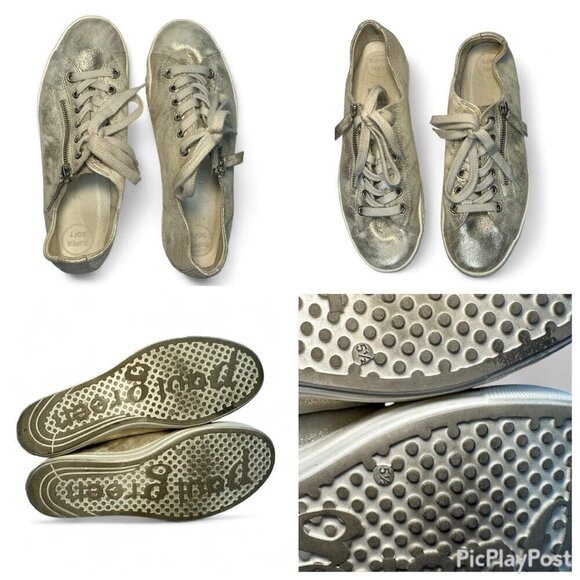 Paul Green Gold/Silver Metallic Tamara Zip Leather Sneakers - UK 5.5, US 8 - Picture 12 of 13